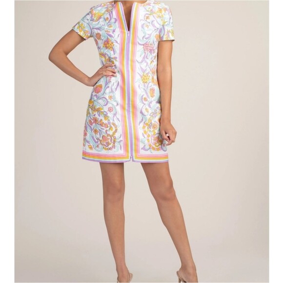 Trina Turk 100% Cotton Arboretum Zip Front Paisley Print Dress - Picture 3 of 12